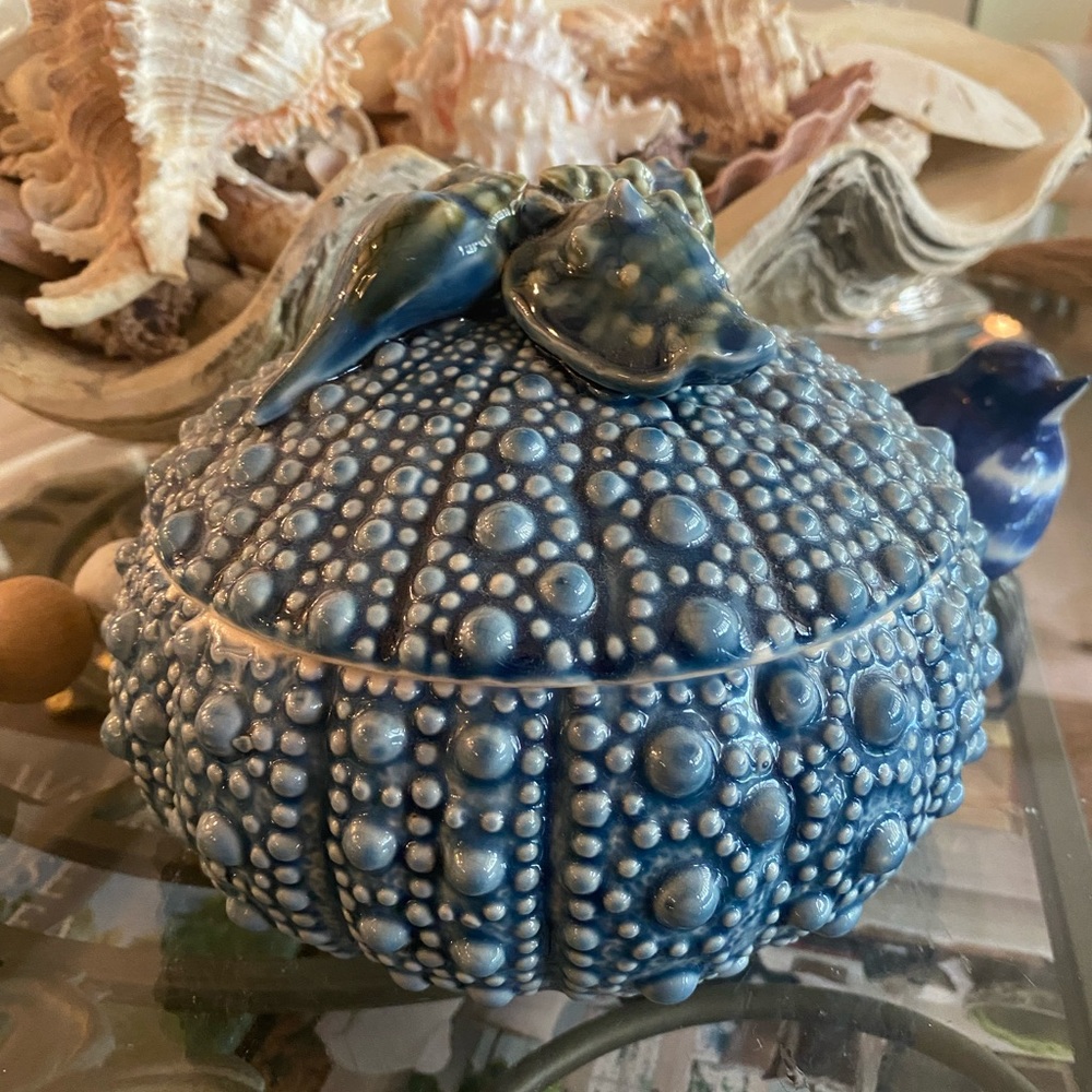 Blue Sky Ceramics Sea Urchin Trinkets Box 8”